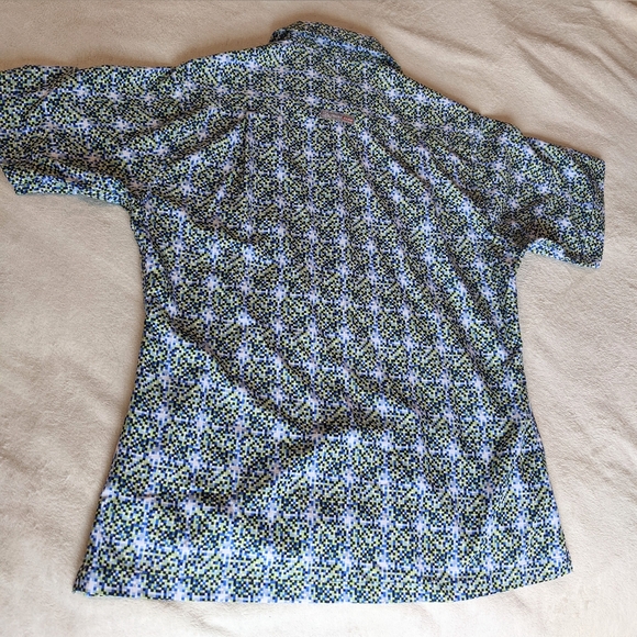 Point Zero Vital Cycle Button Shirt Size S In Pixelated Pattern - Picture 2 of 8